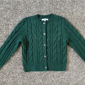 NWT LOFT Cable Knit Cardigan Sweater size L